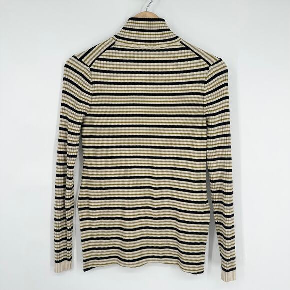 Proenza Schouler Rib Knit Striped Turtleneck Sweater Silk Cotton Y2K Style Top